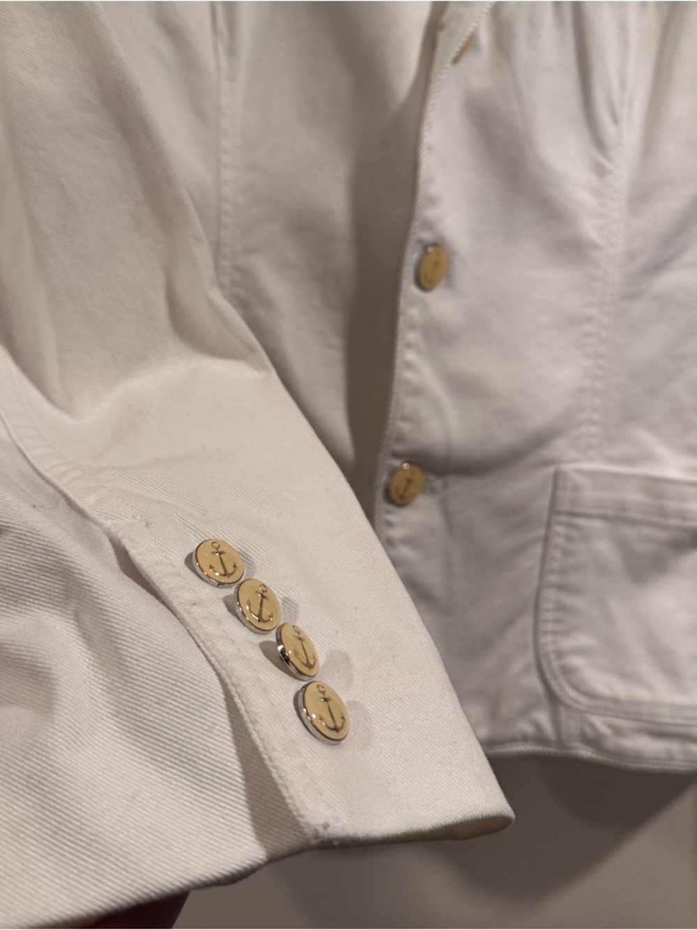 Polo Ralph Lauren White Nautical Cotton Blazer Gold Anchor Buttons Size 14 NWT - Picture 9 of 16
